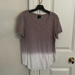 Anthropologie Left of Center Women's Ombre Tee Purple/White